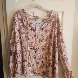 Como Vintage Pink Floral Blouse